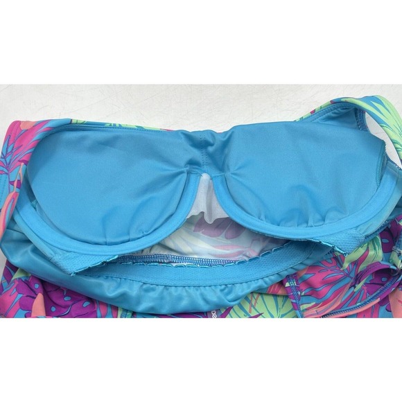 Lands End Tankini Swimsuit Top Womens Size 4 Turquoise Blue Purple Underwire NEW - Picture 7 of 8